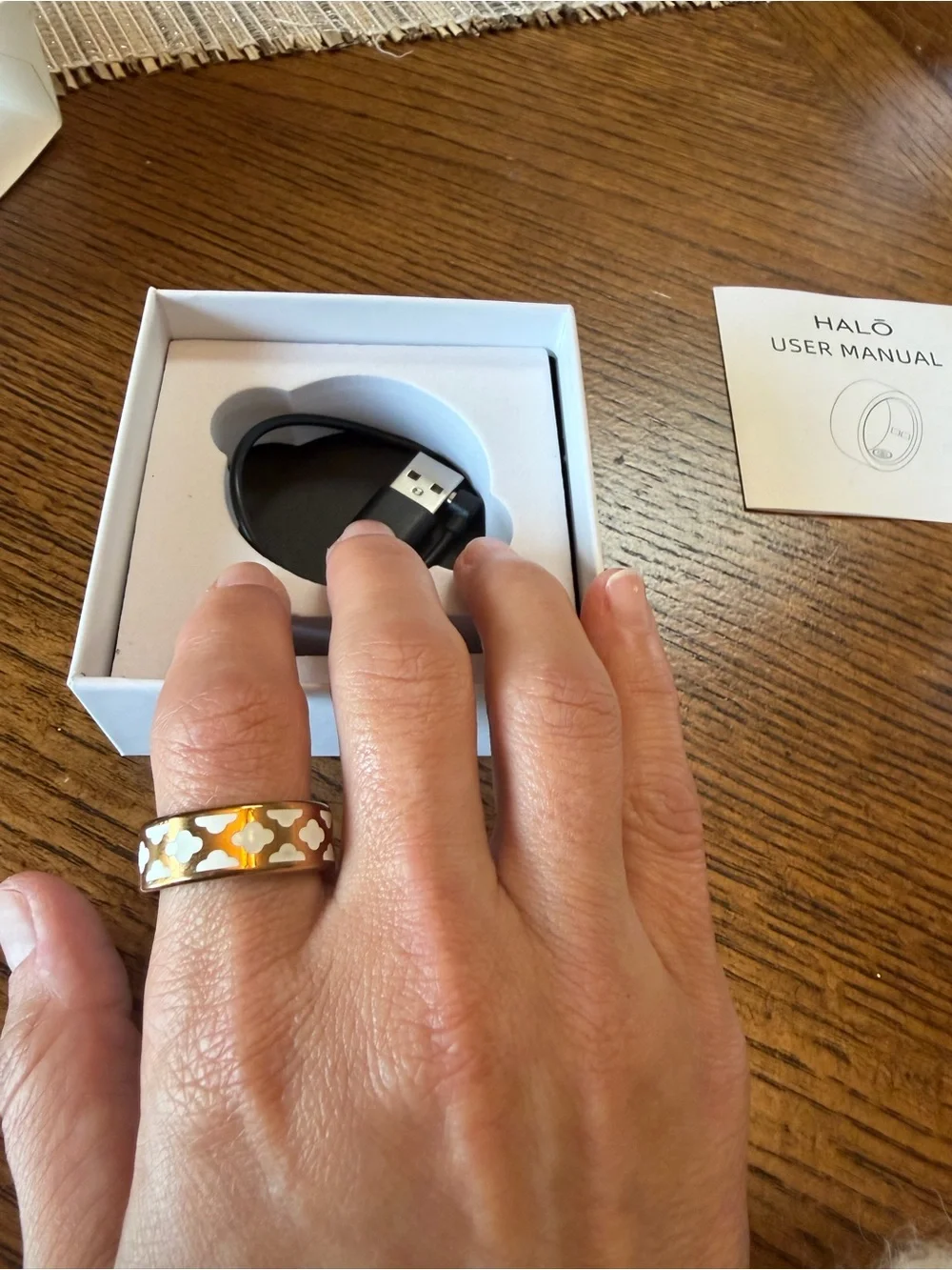 Halo Smart Heart Ring in Rose Gold with White Floral Accents
